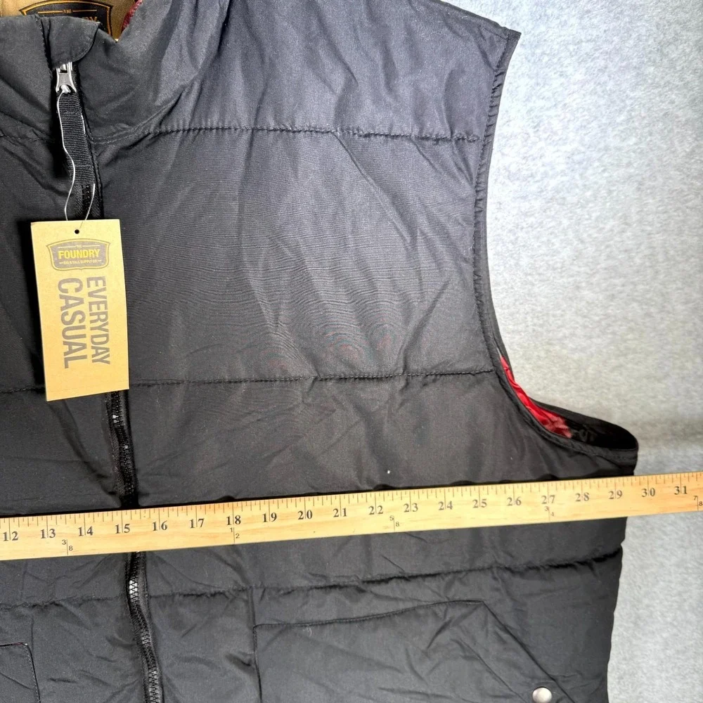 The Foundry‎ Supply Puffer Vest Men's 3XL Black Lined Full Zip Mock Neck Pockets